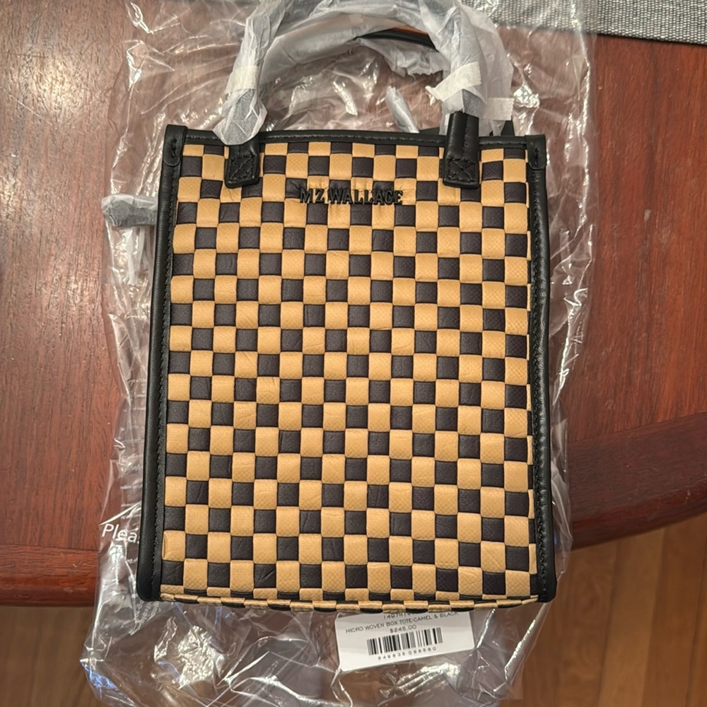 MZ Wallace Camel & Black Micro Woven Box